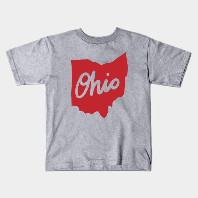 State of Ohio Retro Script Graphic Kids T-Shirt by luckybengal